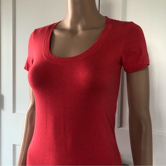 Forever 21 F21 Coral Pink Essentials Stretch Cotton Tee T-Shirt Small XS - Picture 2 of 3